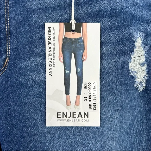 *NEW* Enjean Denim Mid-Rise Ankle Length Skinny Jean Plus Size 3X - Picture 3 of 8